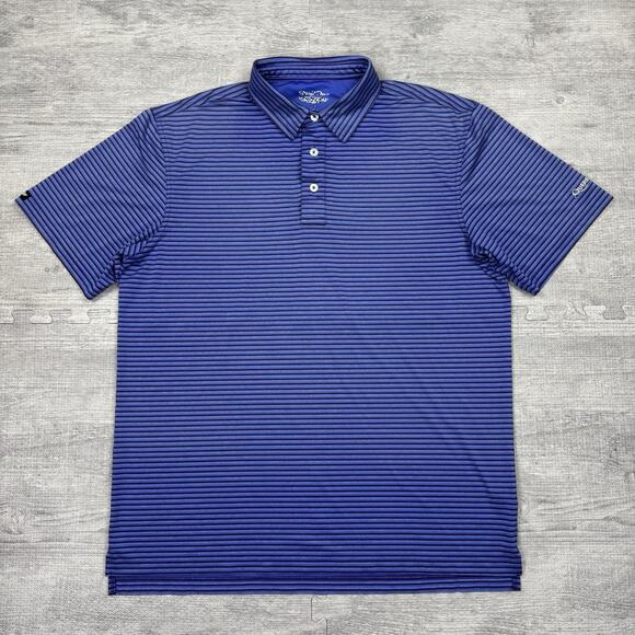 Straight Down Performance Polo Men’s Sz L Querencia Logo Golf Preppy Blue Purple - Picture 2 of 9